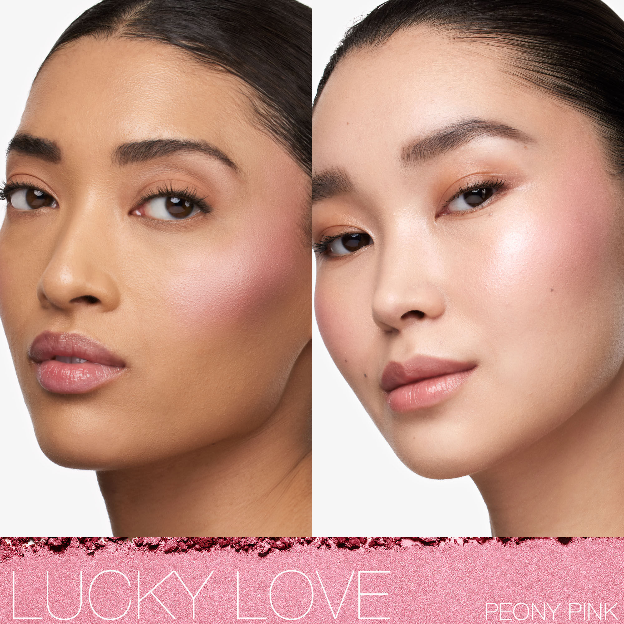 Model wearing NARS Light Reflecting Luminizing Blush in Lucky Love