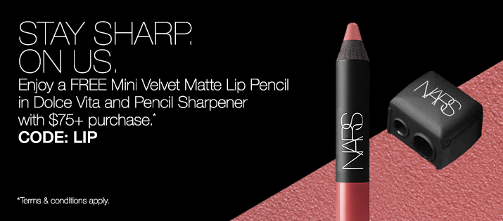 Free Mini Velvet Matte Lip Pencil in Dolce Vita and Pencil Sharpener with $75+ purchase. Code: LIP