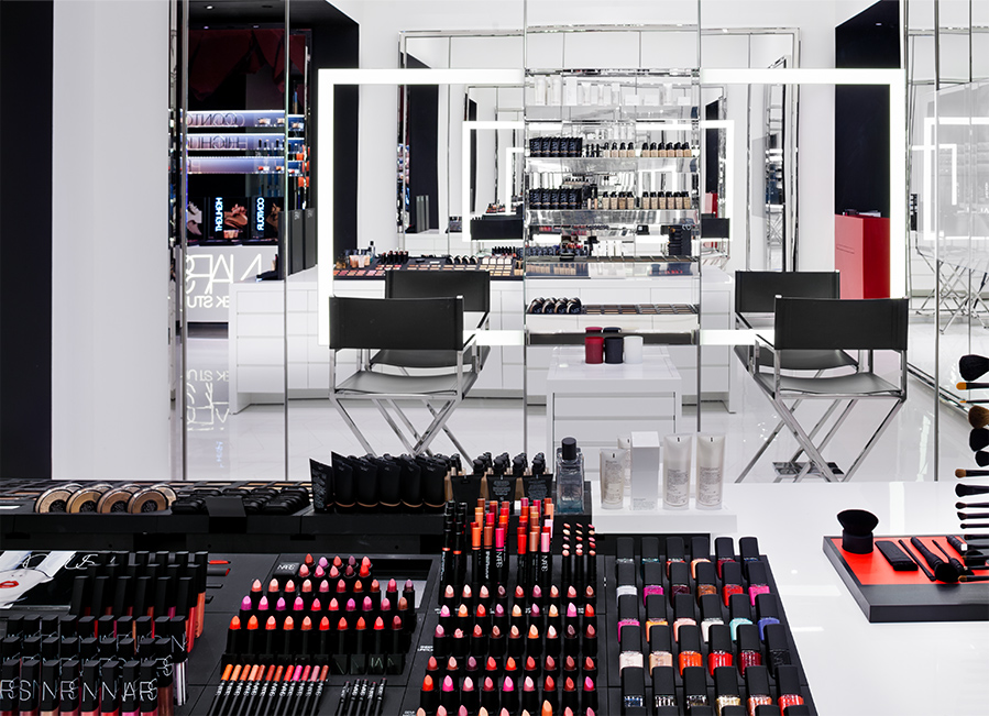 Photograph showing the interior of a NARS Boutique