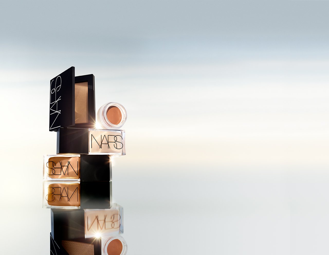 light the way, NARS products stacked